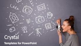  Presentation with dental photography - Amazing PPT layouts having young photographer girl shooting photography backdrop and a  colored foreground