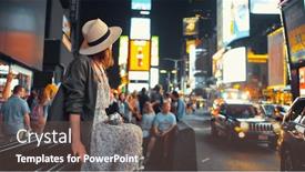  Presentation with times square - Audience pleasing slide set consisting of young-photographer-with-a-retro backdrop and a dark gray colored foreground