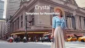  Presentation with new york city - Cool new PPT theme with young-photographer-with-a-retro backdrop and a gray colored foreground