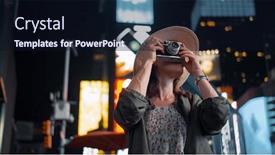  Presentation with times square - Slide set enhanced with young-photographer-with-a-retro background and a wine colored foreground