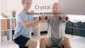  Presentation with rehabilitation - Cool new theme with young-physiotherapist-helping-male-patient backdrop and a coral colored foreground