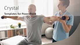  Presentation with polo - Slide set consisting of young-physiotherapist-in-blue-polo background and a sky blue colored foreground