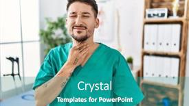  Presentation with sore throat - PPT theme having young-physiotherapist-man-working background and a teal colored foreground