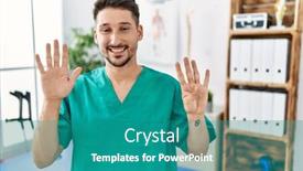  Presentation with physiotherapist - Slides enhanced with young-physiotherapist-man-working background and a  colored foreground