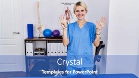  Presentation with recovery - PPT theme having young-physiotherapist-woman-working background and a teal colored foreground