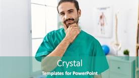  Presentation with recovery - Presentation enhanced with young-physiotherapist-working-at-pain background and a  colored foreground