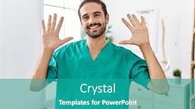  Presentation with recovery - Presentation theme with young-physiotherapist-working-at-pain background and a teal colored foreground