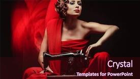  Presentation with sewing machine - Audience pleasing slides consisting of young pinup woman with sewing backdrop and a wine colored foreground