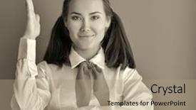  Presentation with old photo - PPT theme with young pioneer with red scarf and white shirt posing like a pupil in school product of the twentieth century image toned old photo stylization background and a coral colored foreground