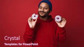  Presentation with donuts - Slide deck featuring young-pleased-indian-man background and a crimson colored foreground