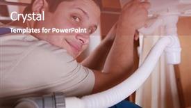  Presentation with waste - Amazing slide set having young plumber fitting the waste backdrop and a red colored foreground