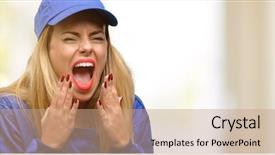  Presentation with young man and a woman - Colorful presentation design enhanced with young plumber woman stressful keeping backdrop and a coral colored foreground