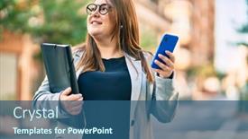  Presentation with binder - Slide deck enhanced with young-plus-size-businesswoman-using background and a ocean colored foreground