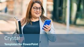  Presentation with binder - Slide deck enhanced with young-plus-size-businesswoman-using background and a ocean colored foreground