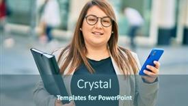  Presentation with binder - Beautiful PPT layouts featuring young-plus-size-businesswoman-using backdrop and a ocean colored foreground