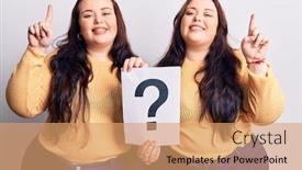  Presentation with question - Presentation theme enhanced with young-plus-size-twins-holding background and a coral colored foreground