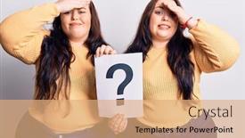  Presentation with stressed - Cool new presentation design with young-plus-size-twins-holding backdrop and a coral colored foreground