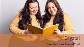  Presentation with confident - PPT layouts consisting of young-plus-size-twins-holding background and a gold colored foreground