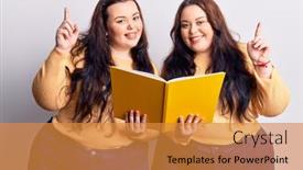  Presentation with number - PPT theme having young-plus-size-twins-holding background and a gold colored foreground