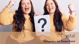  Presentation with victory - Cool new PPT theme with young-plus-size-twins-holding backdrop and a coral colored foreground