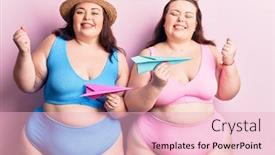  Presentation with victory - Cool new PPT theme with young-plus-size-twins-wearing backdrop and a lemonade colored foreground