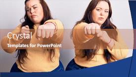  Presentation with violence - PPT layouts with young-plus-size-twins-wearing background and a coral colored foreground
