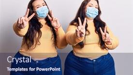  Presentation with medical sign - Audience pleasing theme consisting of young-plus-size-twins-wearing backdrop and a navy blue colored foreground