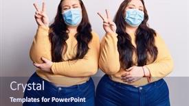  Presentation with medical sign - Colorful slide deck enhanced with young-plus-size-twins-wearing backdrop and a navy blue colored foreground