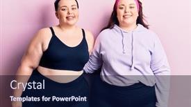  Presentation with cool - Colorful PPT layouts enhanced with young-plus-size-twins-wearing backdrop and a navy blue colored foreground