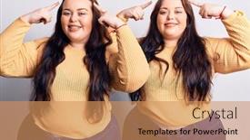  Presentation with great idea - PPT theme enhanced with young-plus-size-twins-wearing background and a coral colored foreground