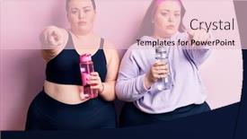  Presentation with bottle water - Colorful slide deck enhanced with young-plus-size-twins-wearing backdrop and a lemonade colored foreground