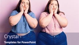  Presentation with sadness - Colorful theme enhanced with young-plus-size-twins-wearing backdrop and a navy blue colored foreground
