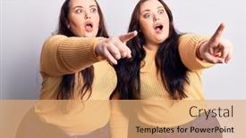  Presentation with plus size fashion model - Slide deck featuring young-plus-size-twins-wearing background and a coral colored foreground