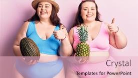  Presentation with melon - Beautiful slide set featuring young-plus-size-twins-wearing backdrop and a lemonade colored foreground