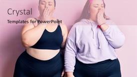  Presentation with sleepiness - PPT theme having young-plus-size-twins-wearing background and a lemonade colored foreground