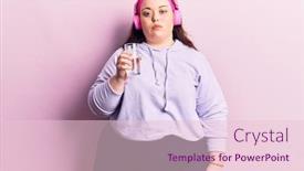  Presentation with drinking glass - PPT theme having young-plus-size-woman-drinking background and a lemonade colored foreground