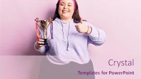  Presentation with trophy - Presentation design featuring young-plus-size-woman-holding background and a lemonade colored foreground