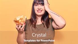  Presentation with chip - Slide set featuring young-plus-size-woman-holding background and a coral colored foreground