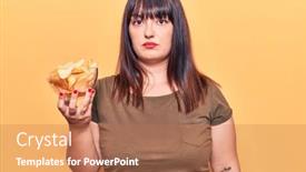  Presentation with attitude - Colorful presentation design enhanced with young-plus-size-woman-holding backdrop and a coral colored foreground