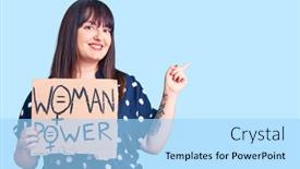  Presentation with finger - Amazing slide deck having young-plus-size-woman-holding backdrop and a light blue colored foreground