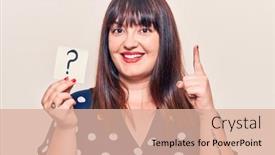  Presentation with finger - PPT theme featuring young-plus-size-woman-holding background and a coral colored foreground