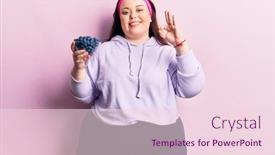  Presentation with blueberries - PPT theme having young-plus-size-woman-holding background and a lemonade colored foreground