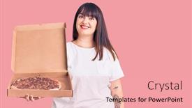  Presentation with pizza delivery - Presentation featuring young-plus-size-woman-holding background and a lemonade colored foreground