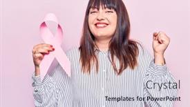  Presentation with cancer - Amazing presentation theme having young-plus-size-woman-holding backdrop and a light gray colored foreground