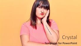  Presentation with depression - Presentation design featuring young-plus-size-woman-wearing background and a coral colored foreground