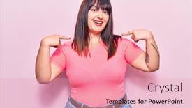 Presentation with fingers - Beautiful presentation theme featuring young-plus-size-woman-wearing backdrop and a lemonade colored foreground