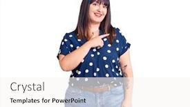  Presentation with finger - Presentation enhanced with young-plus-size-woman-wearing background and a sky blue colored foreground