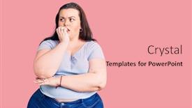 Presentation with anxiety - PPT theme featuring young-plus-size-woman-wearing background and a coral colored foreground