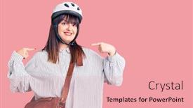  Presentation with leather bag - Slides with young-plus-size-woman-wearing background and a coral colored foreground