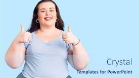  Presentation with winner - Cool new PPT layouts with young-plus-size-woman-wearing backdrop and a sky blue colored foreground